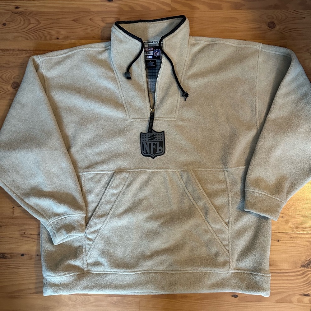 Vintage Oversized NFL Cream Quarter Zip Fleece Pullover